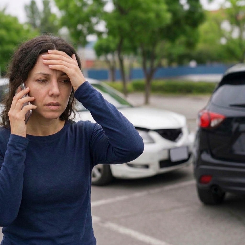 Persona en California atendiendo una llamada telefónica sobre su accidente de auto